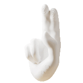 Animated GIF showing the front view of a white Pellegrace realistic finger vibrator. This hand-shaped adult toy demonstrates the dual flapping fingers in motion, designed for G-spot and clitoral stimulation.